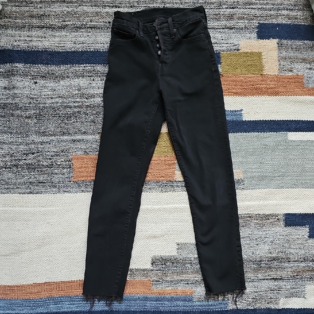 Levi's Women's High Rise Black Raw Hem Jeans